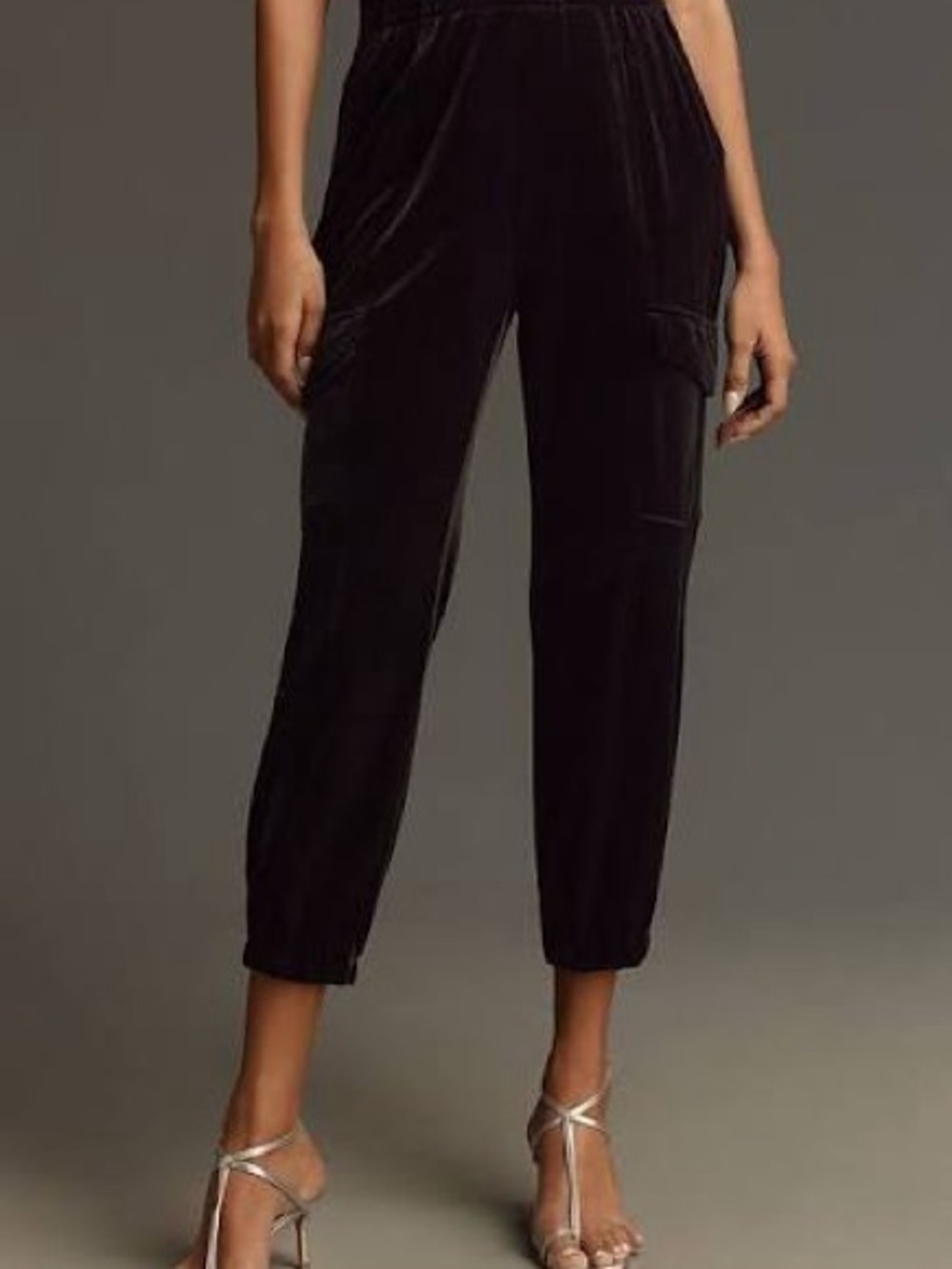 NWT Sanctuary Black Relaxed Velvet Rebel Cargo Cropped Pants